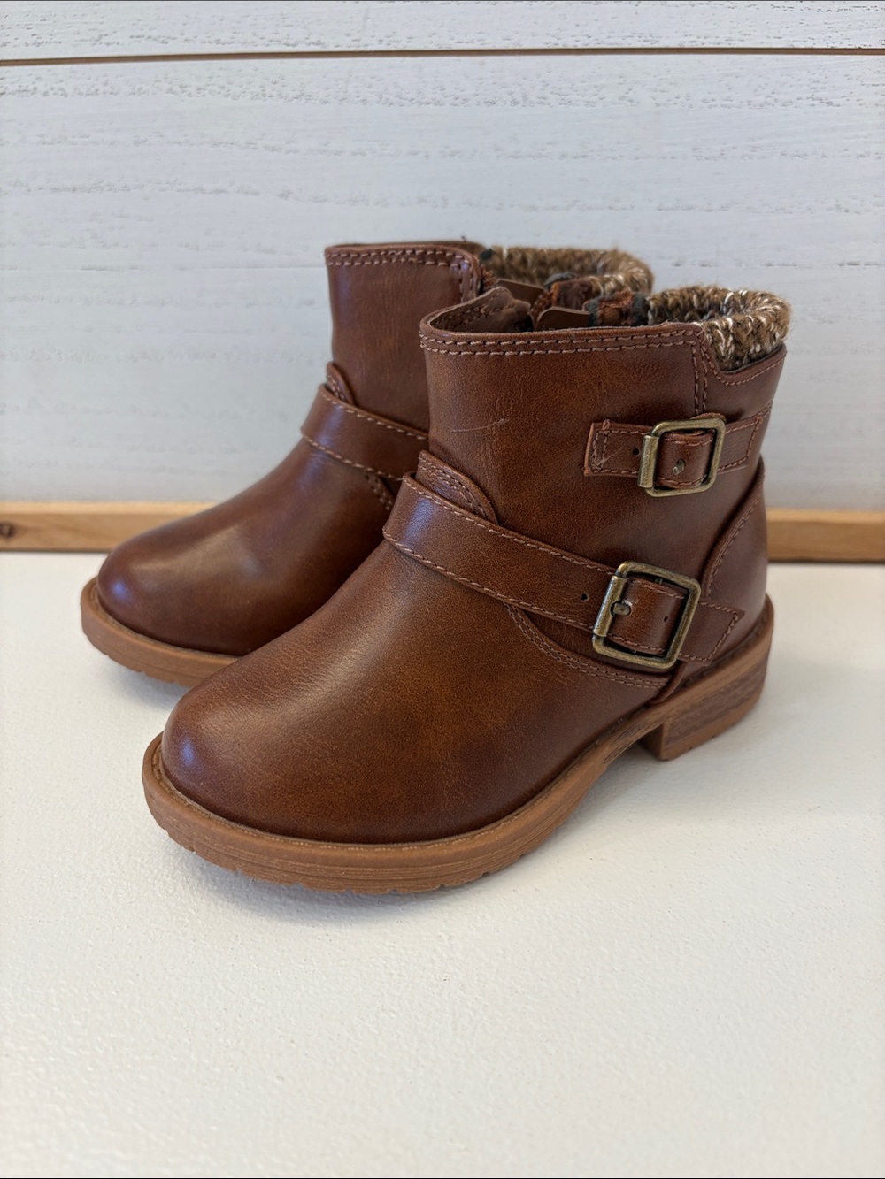 ❤️ PICK 4/$20 wonder nation Brown Faux-Leather Kids Buckle Boots - Picture 4 of 4